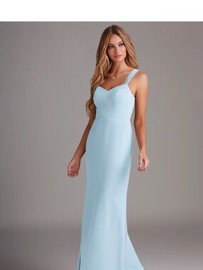 Elegant Light Blue Strappy Evening Gown